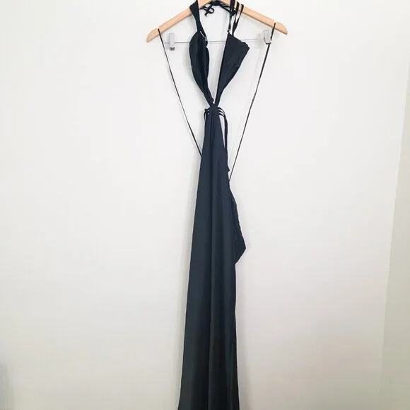 Retrofete Selma Cutout Maxi Dress in Black Satin Large - Picture 3 of 10